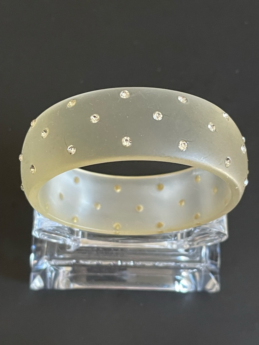 Vintage clear rhinestone lucite bangle.